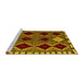 Sideview of Machine Washable Abstract Yellow Modern Rug, wshabs4992yw