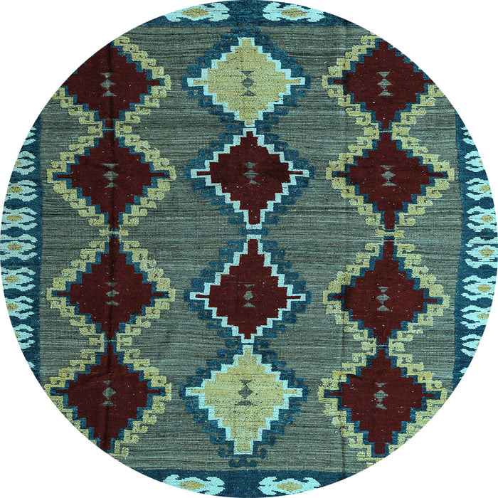 Round Machine Washable Abstract Light Blue Modern Rug, wshabs4992lblu