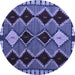 Round Abstract Blue Modern Rug, abs4992blu