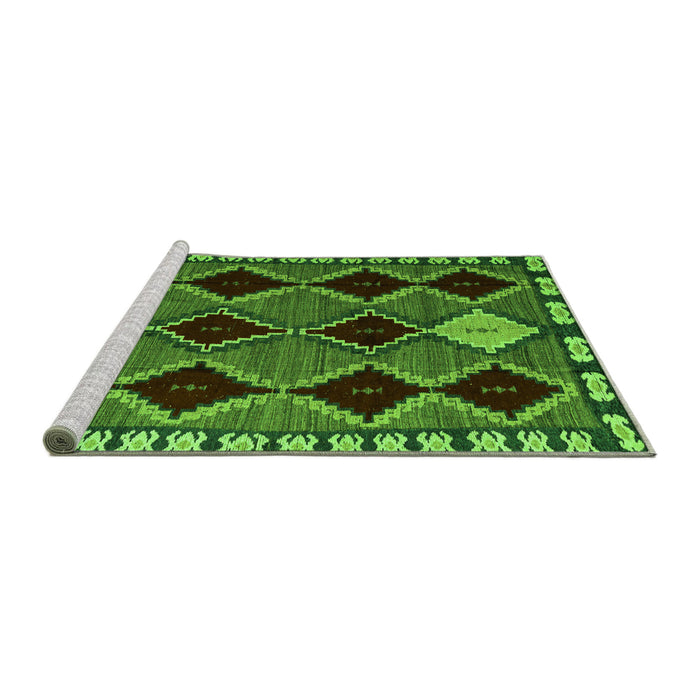 Sideview of Machine Washable Abstract Green Modern Area Rugs, wshabs4992grn