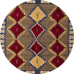 Round Abstract Red Modern Rug, abs4992