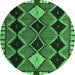 Round Abstract Emerald Green Modern Rug, abs4992emgrn