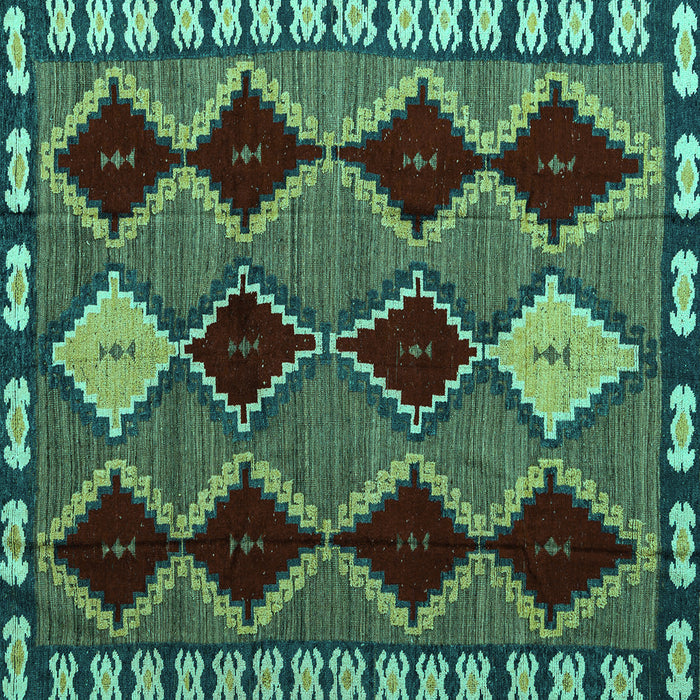Square Abstract Turquoise Modern Rug, abs4992turq