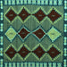 Square Abstract Turquoise Modern Rug, abs4992turq