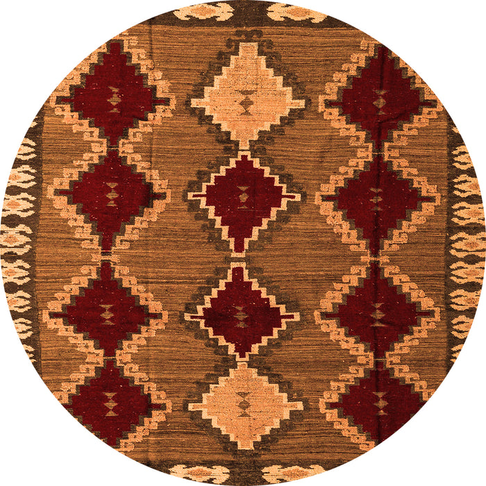 Round Abstract Orange Modern Rug, abs4992org