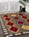 Abstract Red Modern Rug in Family Room, abs4992