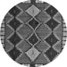 Round Machine Washable Abstract Gray Modern Rug, wshabs4992gry