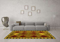 Machine Washable Abstract Yellow Modern Rug, wshabs4992yw