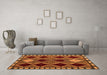 Machine Washable Abstract Orange Modern Area Rugs in a Living Room, wshabs4992org