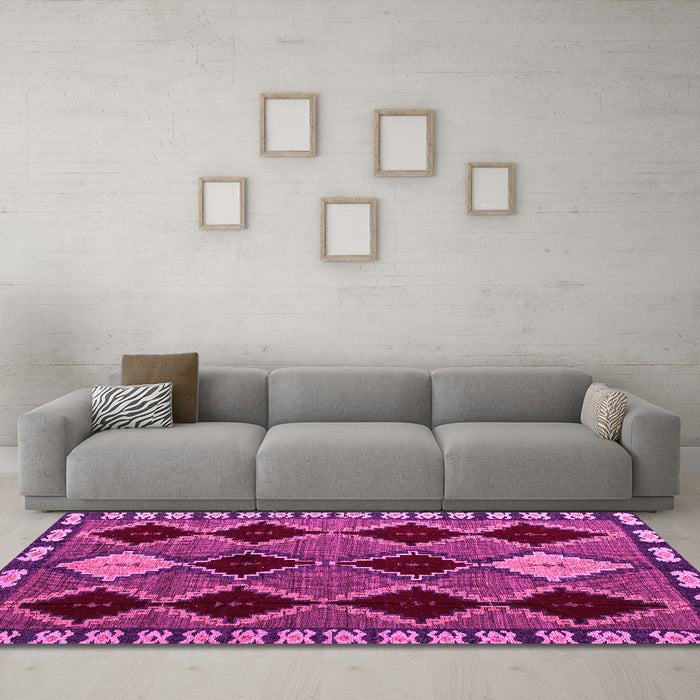 Machine Washable Abstract Pink Modern Rug in a Living Room, wshabs4992pnk