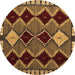 Round Abstract Brown Modern Rug, abs4992brn