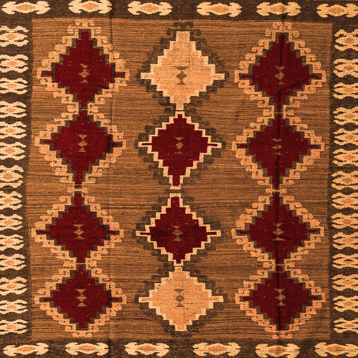 Square Machine Washable Abstract Orange Modern Area Rugs, wshabs4992org