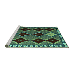 Sideview of Machine Washable Abstract Turquoise Modern Area Rugs, wshabs4992turq