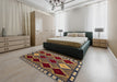 Abstract Red Modern Rug in a Bedroom, abs4992