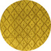 Round Machine Washable Abstract Yellow Modern Rug, wshabs4993yw