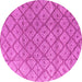 Round Machine Washable Abstract Pink Modern Rug, wshabs4993pnk