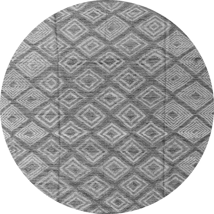 Round Machine Washable Abstract Gray Modern Rug, wshabs4993gry
