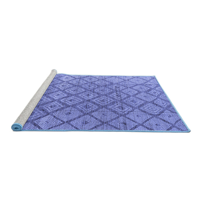Sideview of Machine Washable Abstract Blue Modern Rug, wshabs4993blu