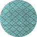 Round Abstract Light Blue Modern Rug, abs4993lblu