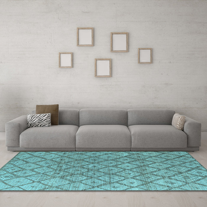 Machine Washable Abstract Light Blue Modern Rug in a Living Room, wshabs4993lblu