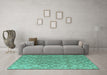 Machine Washable Abstract Turquoise Modern Area Rugs in a Living Room,, wshabs4993turq