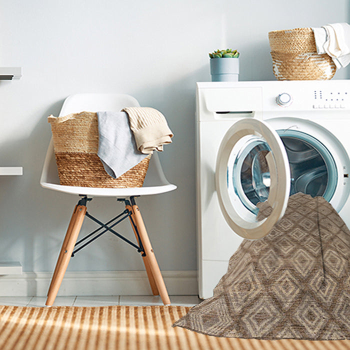 Machine Washable Abstract Brown Sugar Brown Rug in a Washing Machine, wshabs4993