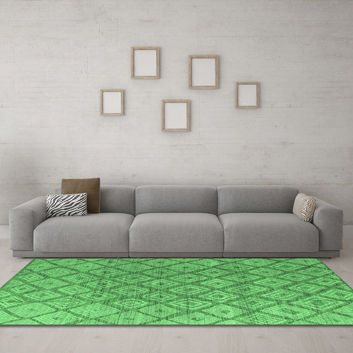 Machine Washable Abstract Emerald Green Modern Area Rugs in a Living Room,, wshabs4993emgrn