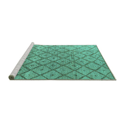 Sideview of Machine Washable Abstract Turquoise Modern Area Rugs, wshabs4993turq