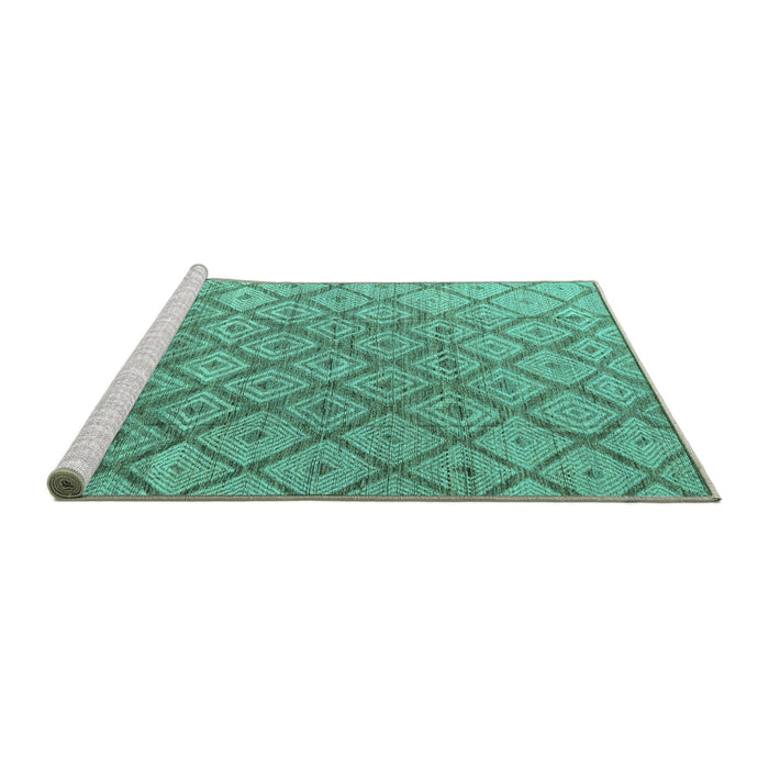 Sideview of Machine Washable Abstract Turquoise Modern Area Rugs, wshabs4993turq