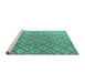 Sideview of Machine Washable Abstract Turquoise Modern Area Rugs, wshabs4993turq