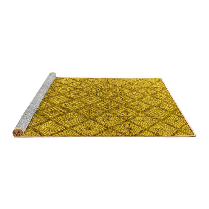 Sideview of Machine Washable Abstract Yellow Modern Rug, wshabs4993yw