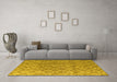 Machine Washable Abstract Yellow Modern Rug in a Living Room, wshabs4993yw