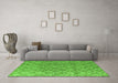 Machine Washable Abstract Green Modern Area Rugs in a Living Room,, wshabs4993grn