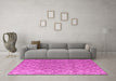 Machine Washable Abstract Pink Modern Rug in a Living Room, wshabs4993pnk