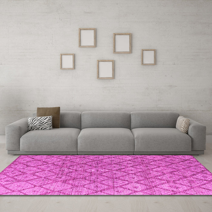 Machine Washable Abstract Pink Modern Rug in a Living Room, wshabs4993pnk