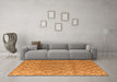 Machine Washable Abstract Orange Modern Area Rugs in a Living Room, wshabs4993org