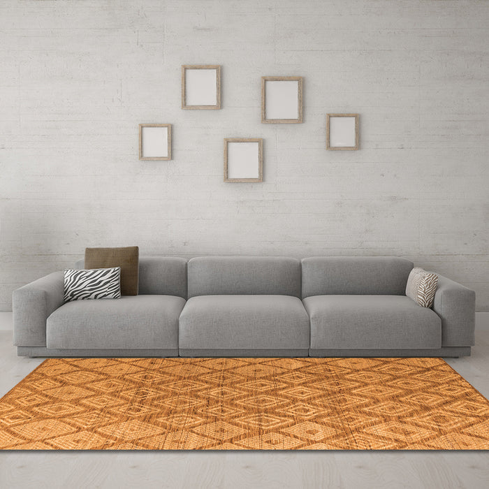 Machine Washable Abstract Orange Modern Area Rugs in a Living Room, wshabs4993org