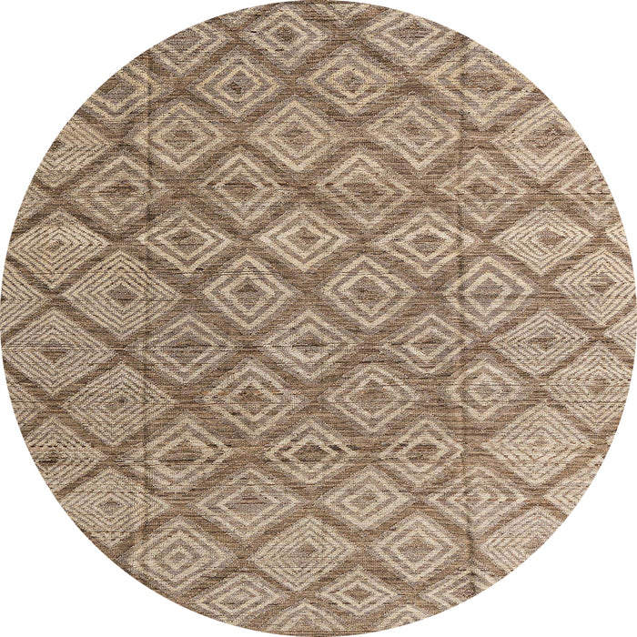 Round Abstract Brown Modern Rug, abs4993