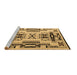 Sideview of Machine Washable Abstract Brown Modern Rug, wshabs4994brn