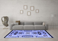 Machine Washable Abstract Blue Modern Rug, wshabs4994blu