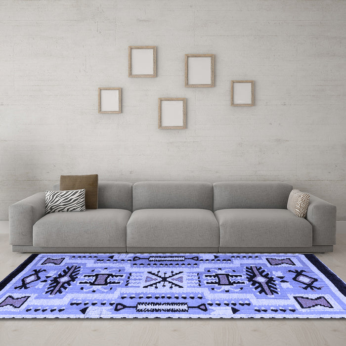 Machine Washable Abstract Blue Modern Rug in a Living Room, wshabs4994blu
