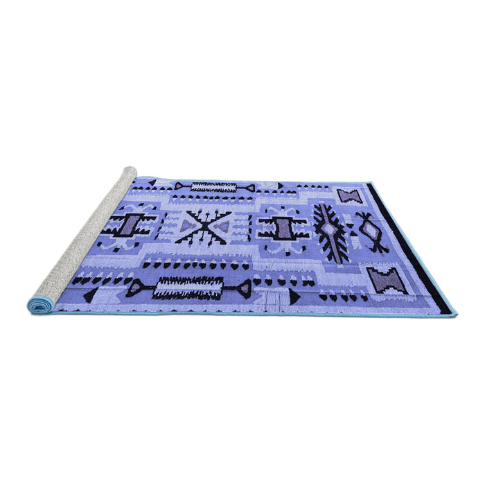 Sideview of Machine Washable Abstract Blue Modern Rug, wshabs4994blu