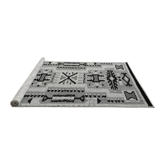Sideview of Machine Washable Abstract Gray Modern Rug, wshabs4994gry