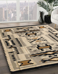 Abstract Coffee Brown Modern Rug, abs4994