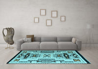 Machine Washable Abstract Light Blue Modern Rug, wshabs4994lblu