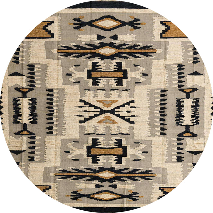 Round Machine Washable Abstract Coffee Brown Rug, wshabs4994