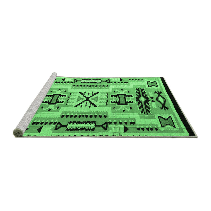 Sideview of Machine Washable Abstract Emerald Green Modern Area Rugs, wshabs4994emgrn