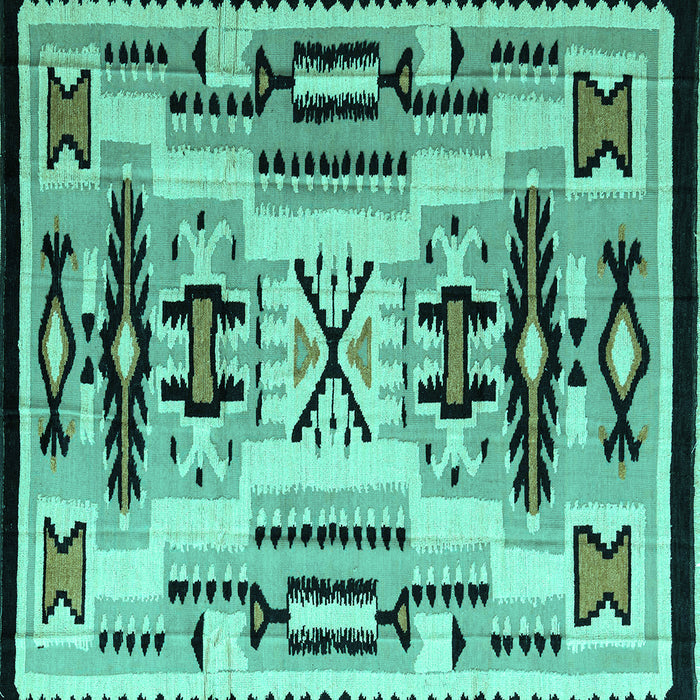Square Machine Washable Abstract Turquoise Modern Area Rugs, wshabs4994turq