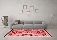 Machine Washable Abstract Red Modern Rug, wshabs4994red