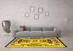 Machine Washable Abstract Yellow Modern Rug in a Living Room, wshabs4994yw